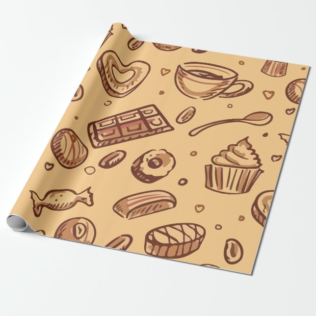 Bakery seamless pattern wrapping paper (Unrolled)