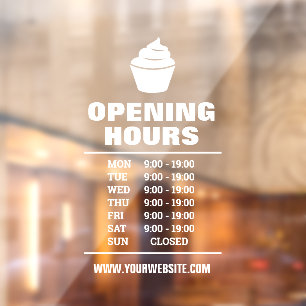 Bakery shop business opening hours Window Cling