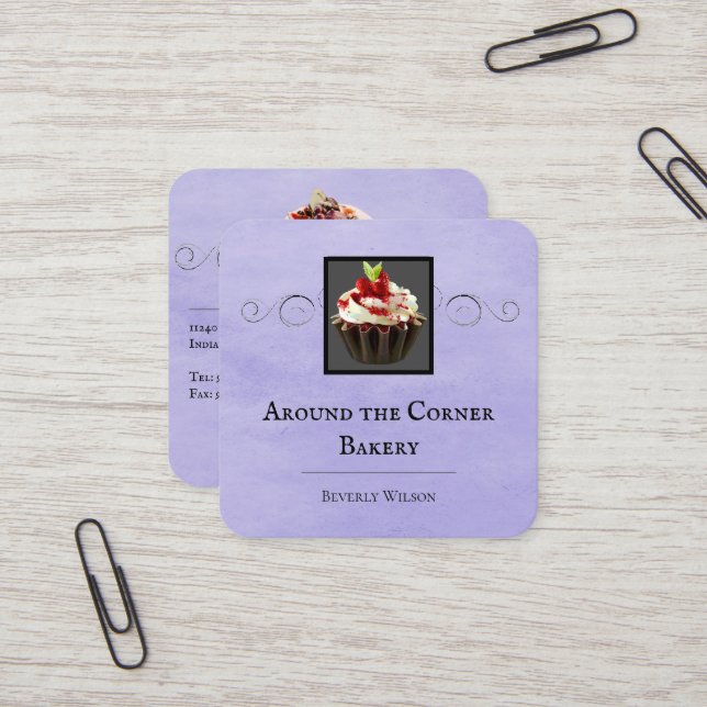 Bakery Shop | Purple Business Card (Front/Back In Situ)