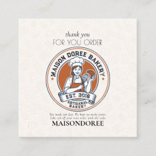 Bakery Store Pastry Cake Baker Thank You For Order Discount Card