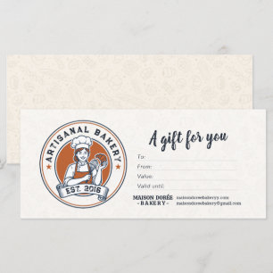 Bakery Store Pastry Chef Baker Gift Certificate