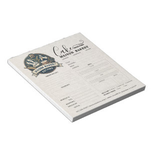 Bakery Store Pastry Chef Cake Baker Order Form Notepad