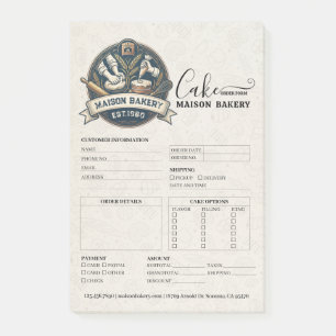 Bakery Store Pastry Chef Cake Baker Order Form Post-it Notes