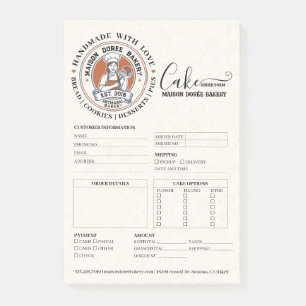 Bakery Store Pastry Chef Cake Baker Order Form Post-it Notes