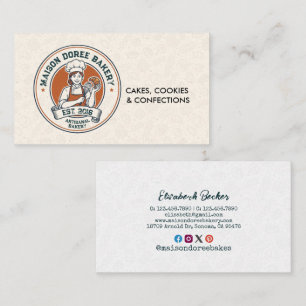 Bakery Store Pastry Chef Dessert Sweets Cake Baker Business Card
