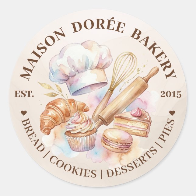 Bakery Store Pastry Chef Dessert Sweets Cake Baker Classic Round Sticker (Front)