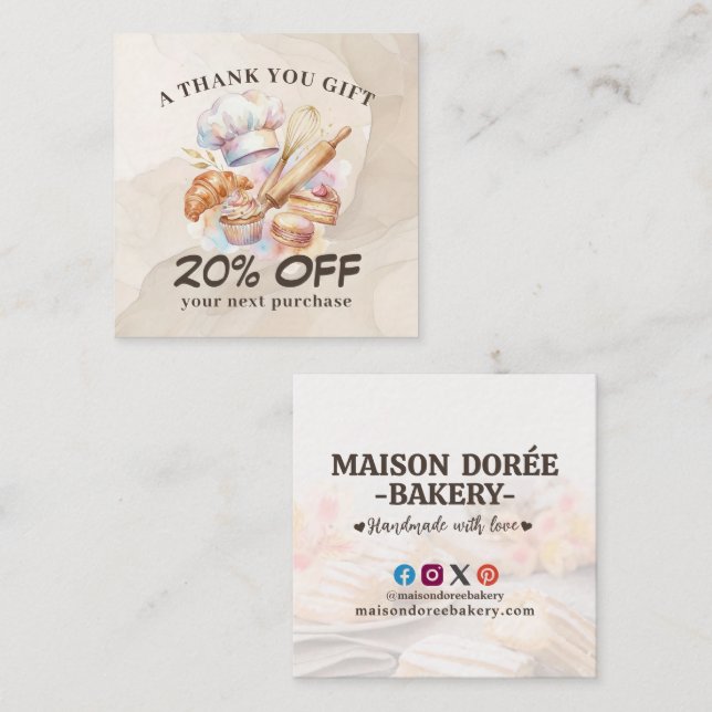 Bakery Store Pastry Chef Dessert Sweets Cake Baker Discount Card (Front/Back)