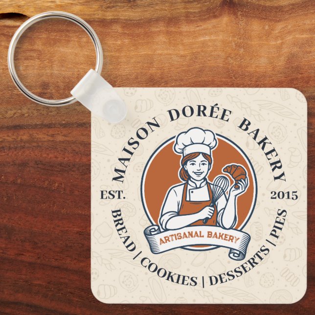Bakery Store Pastry Chef Dessert Sweets Cake Baker Key Ring (Front)