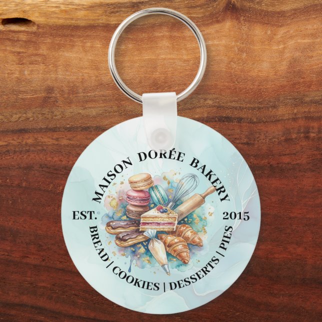 Bakery Store Pastry Chef Dessert Sweets Cake Baker Key Ring (Front)