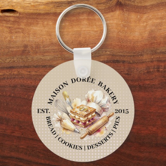 Bakery Store Pastry Chef Dessert Sweets Cake Baker Key Ring (Front)