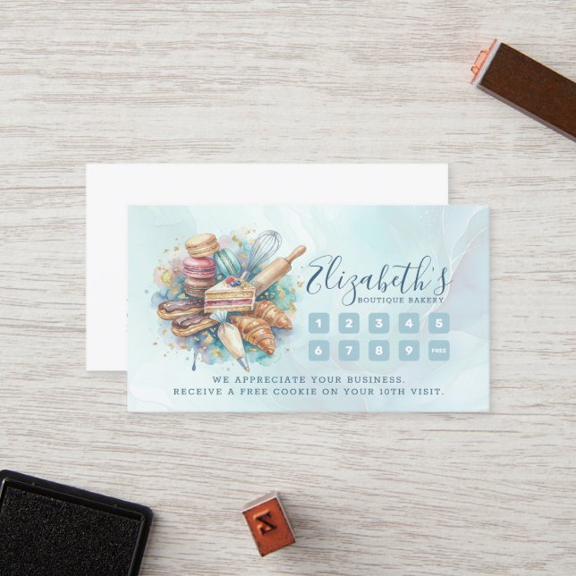 Bakery Store Pastry Chef Dessert Sweets Cake Baker Loyalty Card (Front/Back In Situ)