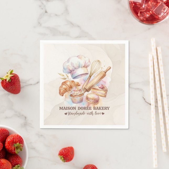 Bakery Store Pastry Chef Dessert Sweets Cake Baker Napkin (Insitu)