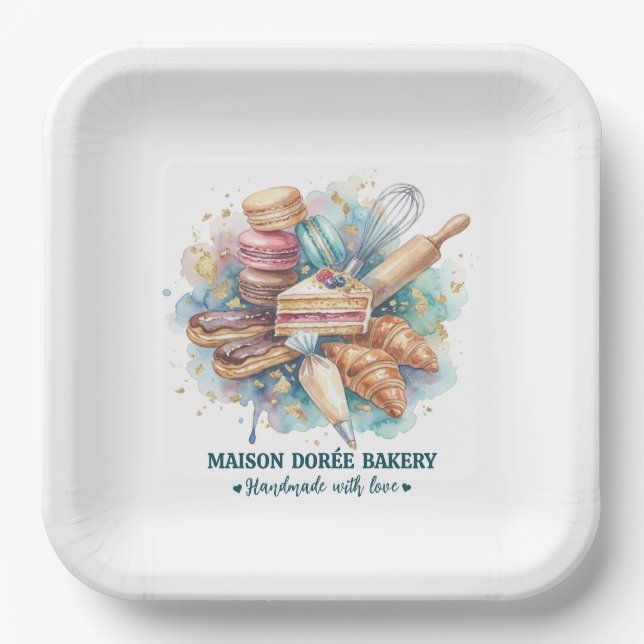 Bakery Store Pastry Chef Dessert Sweets Cake Baker Paper Plate (Front)