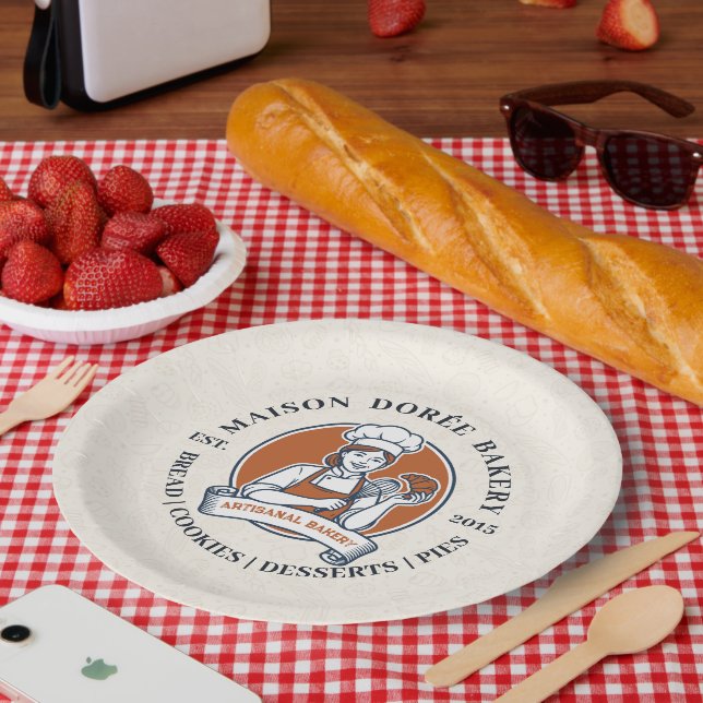 Bakery Store Pastry Chef Dessert Sweets Cake Baker Paper Plate (Picnic)