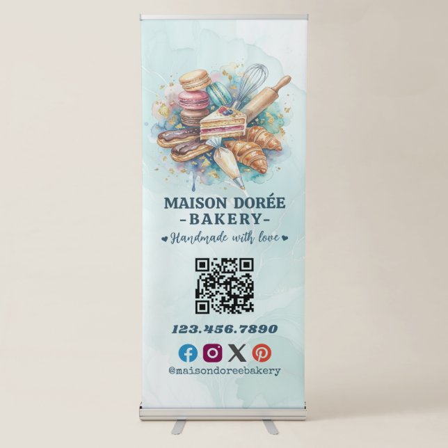 Bakery Store Pastry Chef Dessert Sweets Cake Baker Retractable Banner (Front)