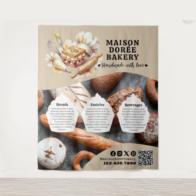 Bakery Store Pastry Chef Dessert Sweets Cake Baker Tapestry (Front)