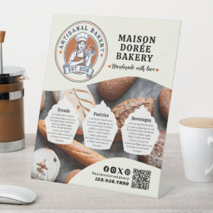 Bakery Store Pastry Chef Dessert Sweets Price List Pedestal Sign
