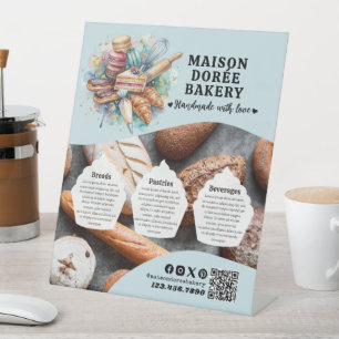 Bakery Store Pastry Chef Dessert Sweets Price List Pedestal Sign