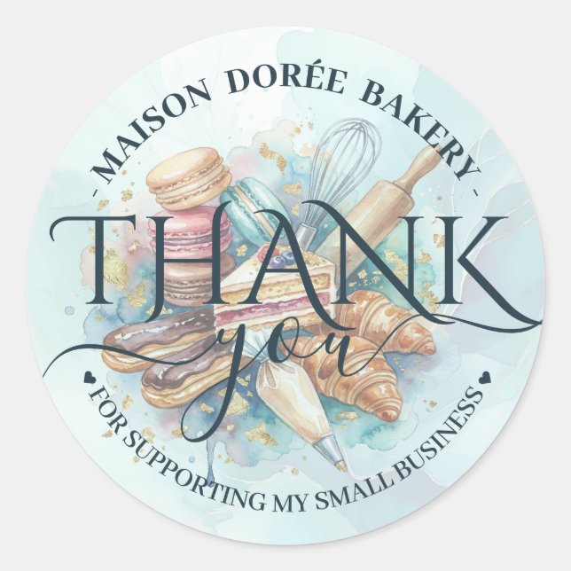 Bakery Store Pastry Chef Dessert Sweets Thank You Classic Round Sticker (Front)