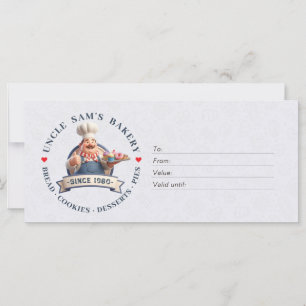 Bakery Store Pastry Chef Desserts Gift Certificate
