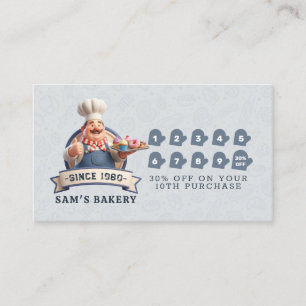 Bakery Store Pastry Chef Desserts Loyalty Punch Card