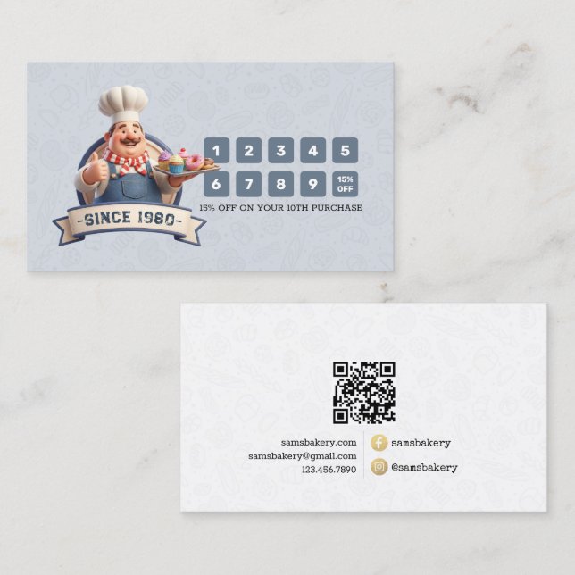 Bakery Store Pastry Chef Desserts Loyalty Punch Card (Front/Back)