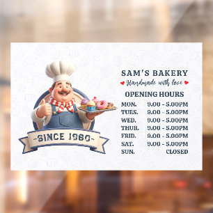 Bakery Store Pastry Chef Desserts Opening Hours Window Cling