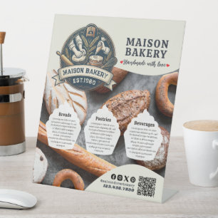 Bakery Store Pastry Chef Desserts Sweet Price List Pedestal Sign