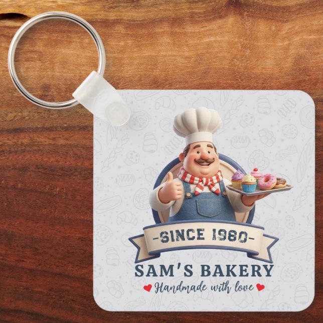 Bakery Store Pastry Chef Desserts Sweets Cake Shop Key Ring (Front)