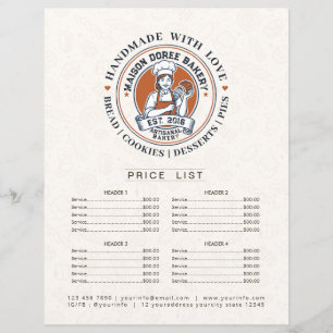 Bakery Store Pastry Chef Menu Price List Pay Here