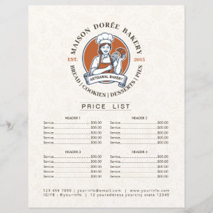Bakery Store Pastry Chef Menu Price List Pay Here
