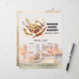Bakery Store Pastry Chef Menu Price List Pay Here
