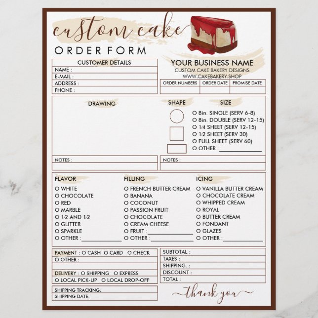 Bakery Strawberry Cheese Cake Order Form Flyer (Front)