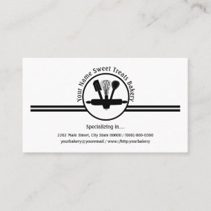 Bakery Sweet Treats Utensils Logo Custom  Business Card