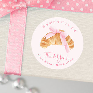 Bakery Thank You Croissant Bread Pink Coquette Classic Round Sticker