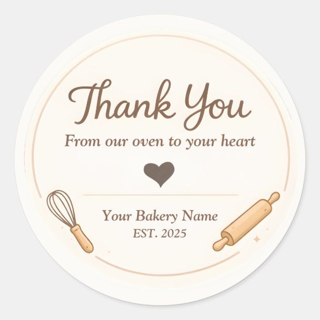Bakery Thank You Sticker - Custom Creamy Design (Front)