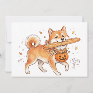 Bakery Thief Shiba Inu - Cute Dog carrying French Invitation