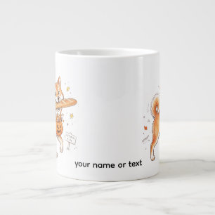 Bakery Thief Shiba Inu - Cute Dog carrying French Large Coffee Mug