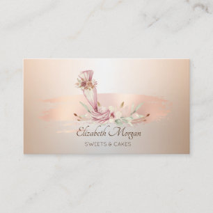 Bakery Tool Flower Rose Gold Brush Stroke Business Card