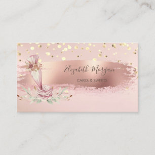 Bakery Tool,Gold Confetti, Brush Stroke Business Card
