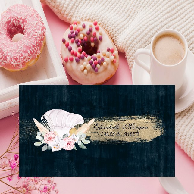 Bakery Tools Chef's Hat Brush Stroke Business Card (Creator Uploaded)