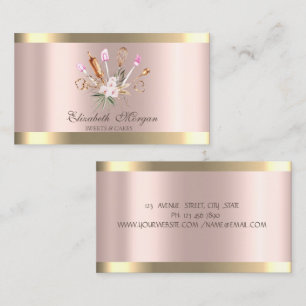  Bakery Tools Flowers Gold Stripe Rose Gold  Business Card