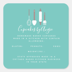 Bakery Tools Logo Food Business    Square Sticker