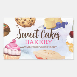 Bakery Watercolour Rectangular Sticker