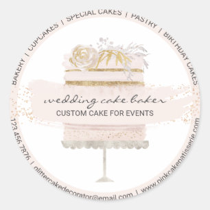 Bakery Wedding Cake Decor Classic Round Sticker