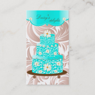Bakery Wedding Cake Pastry Chef Blue Floral Daisy Business Card