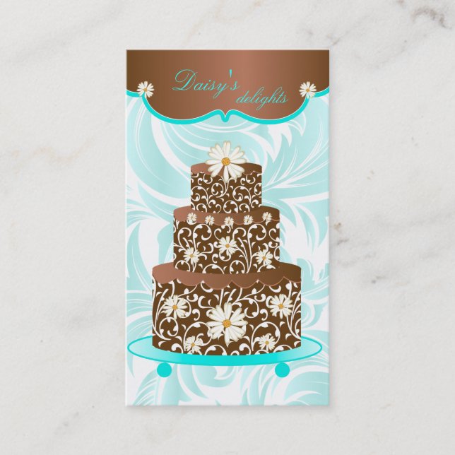 Bakery Wedding Cake Pastry Chef Chocolate Daisy Business Card (Front)