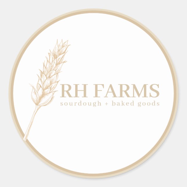 Bakery Wheat Stalk Personalised Classic Round Sticker (Front)