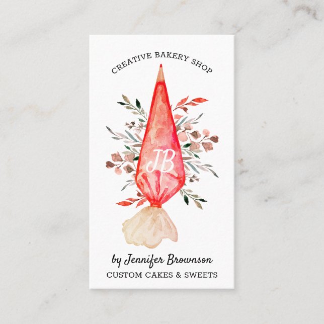 Bakery Whip Pastry Bag drawing Business Card (Front)