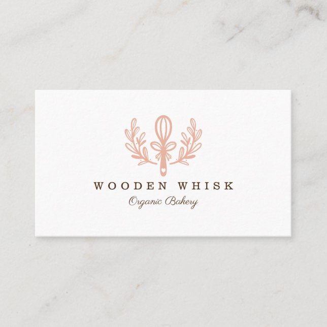 Bakery Whisk & Floral Leaf Wreath Business Loyalty Card (Front)